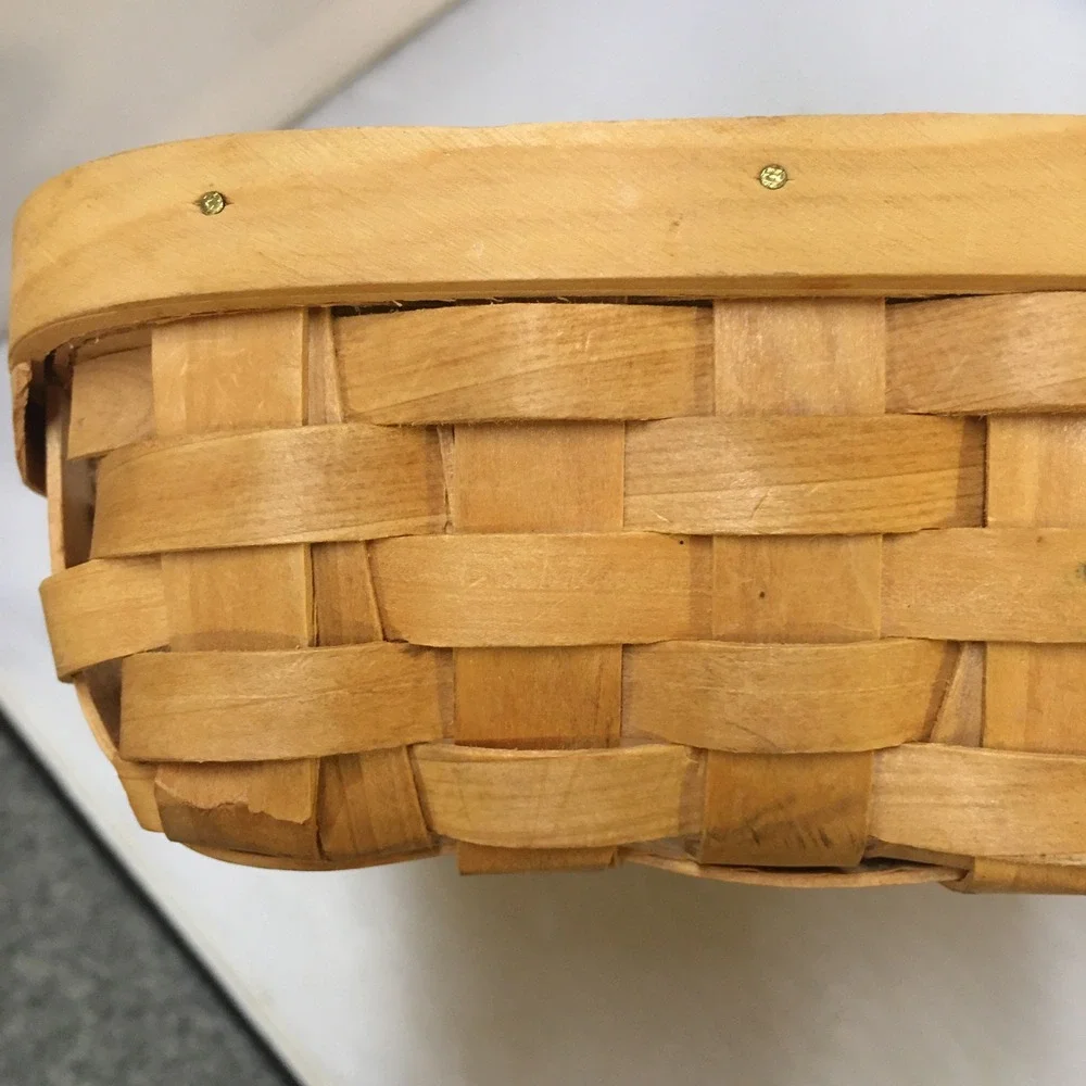 Woven Wood Splint Basket Home Small Tan Rectangular Farmhouse Decor Cottagecore